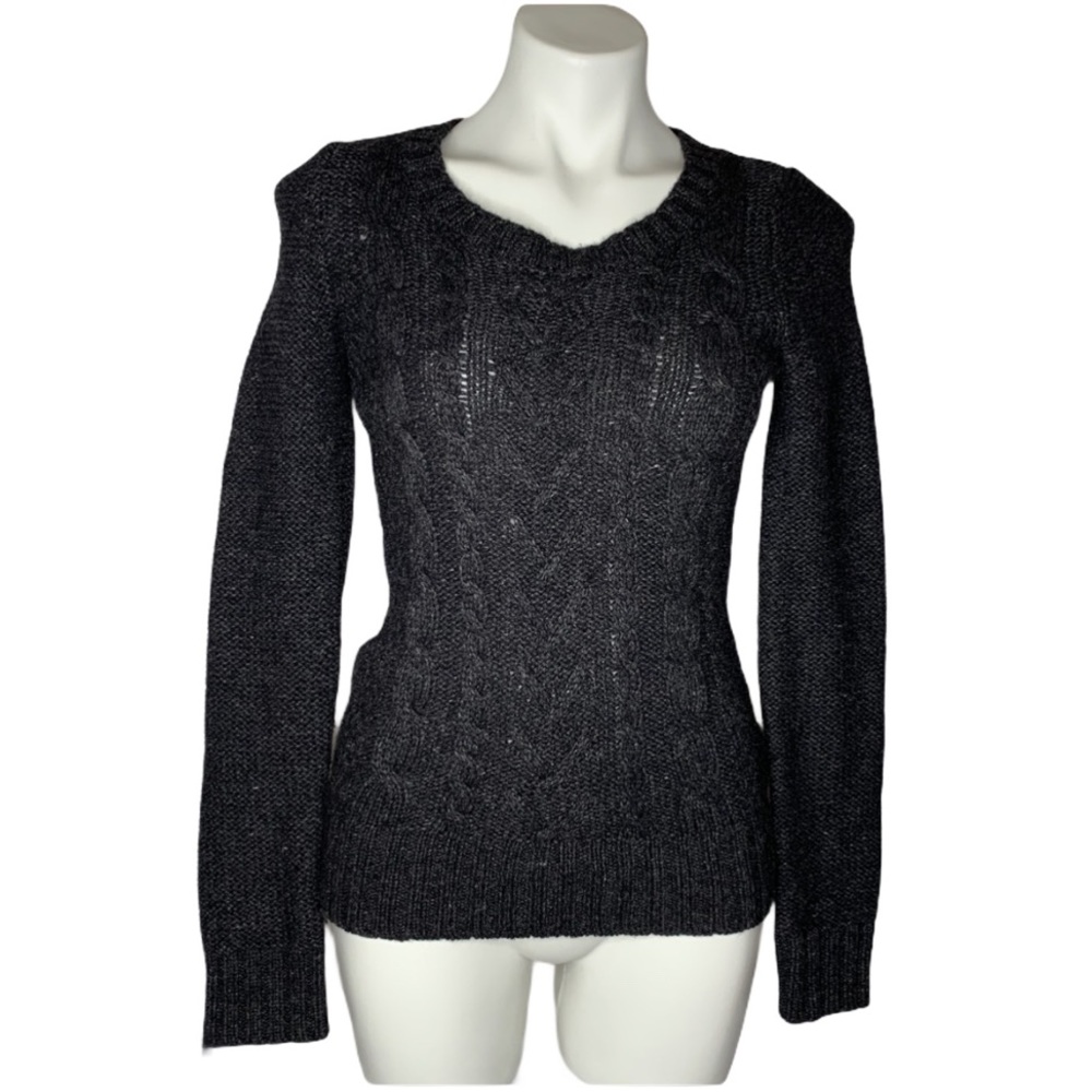 H&M Black/Charcoal Gray Cable Knit Sweater